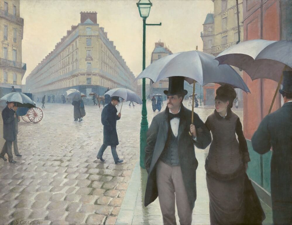 Gustave Caillebotte, Paris Caddesi; Yağmurlu gün adlı tablosu, 1877.
